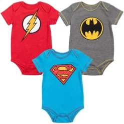 DC Comics Justice League The Flash Superman Batman Baby 3 Pack Bodysuits Newborn To Infant -Dc Comics GUEST be7a4be5 6d67 4b54 8046 502b832d634d