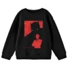 DC COMICS Batman Bruce Wayne Silhouette On A Red Background Youth Black Crew Neck Sweatshirt -Dc Comics GUEST bf328110 e5cc 47f5 9ba8 d53bf5884c5a