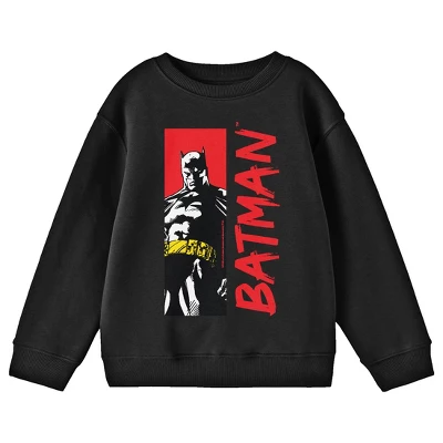 DC COMICS Batman Red Name And Character Youth Black Crew Neck Sweatshirt 4 DC COMICS Batman Red Name And Character Youth Black Crew Neck Sweatshirt - Image 2