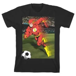 DC COMICS The Flash Playing Soccer Black Graphic Tee Toddler Boy To Youth Boy -Dc Comics GUEST c5c0bec1 5acb 4086 a118 ce8990f350f9
