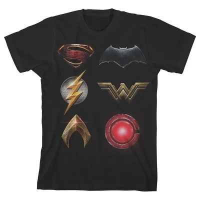 DC COMICS Justice League Movie Emblems Black T-shirt Toddler Boy To Youth Boy 8 DC COMICS Justice League Movie Emblems Black T-shirt Toddler Boy To Youth Boy - Image 6