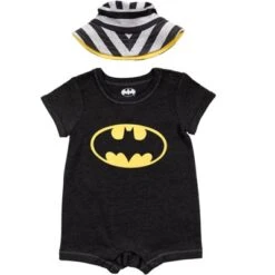DC Comics Justice League Batman Short Sleeve Romper & Sunhat Dark Gray -Dc Comics GUEST d459c424 8de7 4fcd 8740 4432e386146a