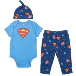 DC Comics Justice League Superman Flash Baby Pants Bodysuit And Hat 3 Piece Outfit Set Newborn To Infant -Dc Comics GUEST d6c871b7 e1c9 4d1b 8ed8 5bff781c2812