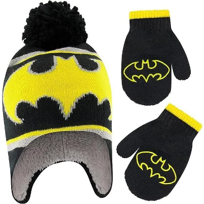 DC COMICS Batman Boy’s Winter Beanie Hat And Mittens Set, Toddlers Ages 2-4 4 DC COMICS Batman Boy’s Winter Beanie Hat And Mittens Set, Toddlers Ages 2-4 - Image 2
