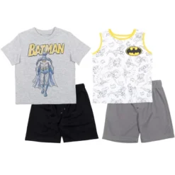 DC Comics Justice League Batman Toddler Boys 3 Piece Outfit Set: T-Shirt Shorts White/Gray -Dc Comics GUEST e311ae23 7f63 426c ad70 165c340abd45
