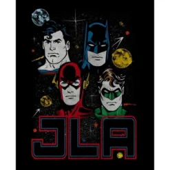 DC COMICS Justice League JLA Four Heroes Black T-shirt Toddler Boy To Youth Boy