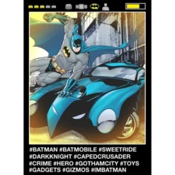 DC COMICS Batman Batmobile Social Media Pose Black T-shirt Toddler Boy To Youth Boy