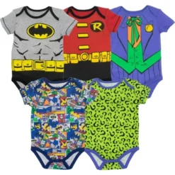 DC Comics Justice League Batman Joker Riddler Newborn Baby Boys 5 Pack Short Sleeve Bodysuits -Dc Comics GUEST e98c89e1 da4f 4f17 962f 84645a1534e6
