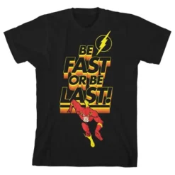 DC COMICS The Flash Be Fast Or Be Last Black T-shirt Toddler Boy To Youth Boy