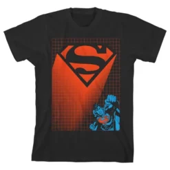 DC COMICS Superman Orange Logo Grid Lines Black T-shirt Toddler Boy To Youth Boy 9 DC COMICS Superman Orange Logo Grid Lines Black T-shirt Toddler Boy To Youth Boy -Dc Comics GUEST fad802b5 710b 419e a99d a2c426408ca8