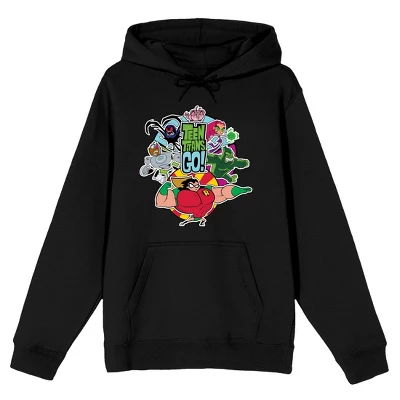 DC COMICS Teen Titans Go To The Movies Heroes Charging Men's Black Sweatshirt 4 DC COMICS Teen Titans Go To The Movies Heroes Charging Men's Black Sweatshirt - Image 2